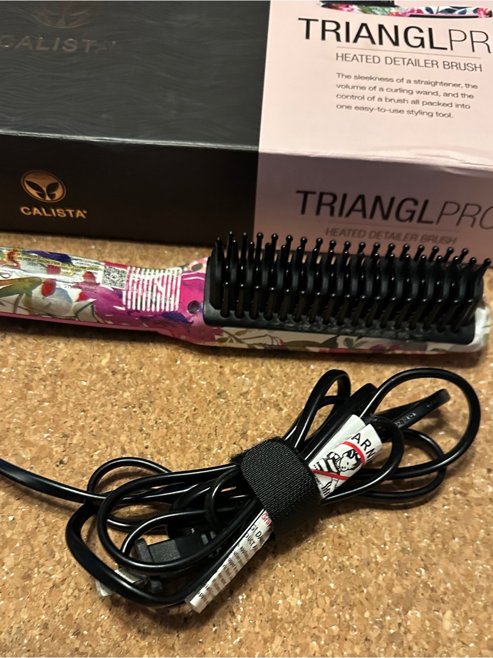 Calista Triangl Pro Heated Detailer Brush Floral Hair Styling Tool